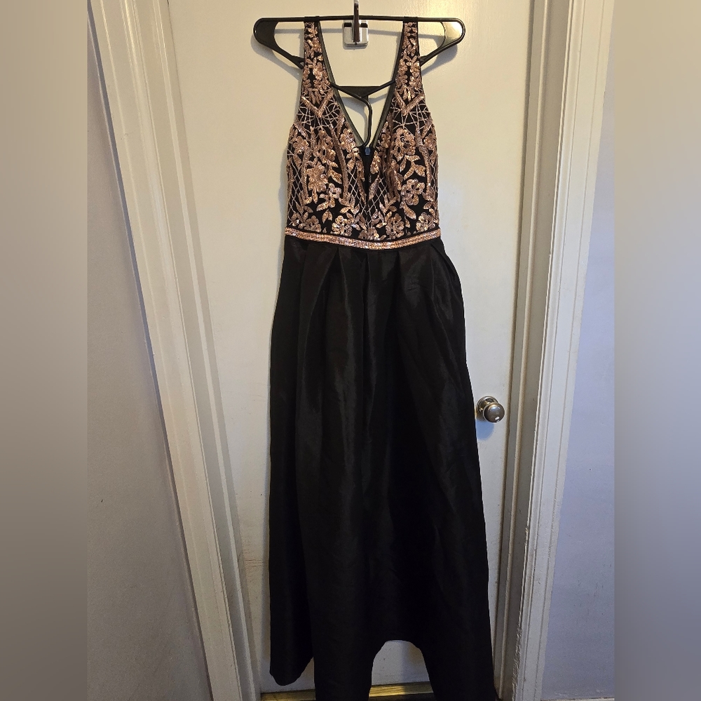 Floor length gown with beautiful  gold accents